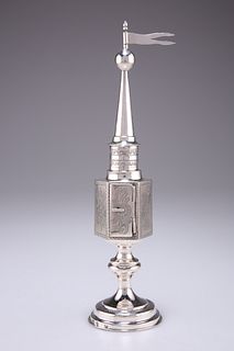 JUDAICA: A 19TH CENTURY RUSSIAN SILVER SPICE TOWER, St. Petersburg 1869, si