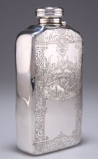 AN AMERICAN STERLING SILVER FLASK, by Tiffany & Co, of large proportions, w