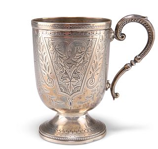 A VICTORIAN SILVER MUG, by Samuel Roberts & Charles Belk, London 1877, with