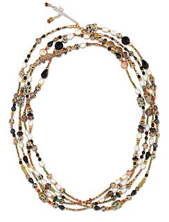 AN EXTENSIVE CULTURED PEARL AND GEMSTONE BEAD NECKLACE, cultured pearls spa