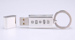 AN ELIZABETH II SILVER USB STICK KEYRING, by Camelot Silverware Ltd, Sheffi
