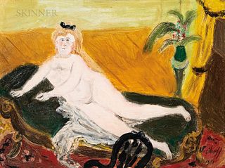 Nicholas Vasilieff (American/Russian, 1892-1970), Reclining Nude on Chaise Lounge
