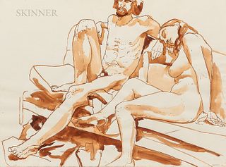 Philip Pearlstein (American, b. 1924), Seated Male and Female