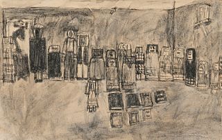 James Castle (American, 1899-1977), Dolls in Rows