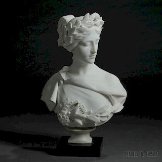 Fille Pugi (Italian, fl. Late 19th/Early 20th Century)       Marble Bust of a Young Beauty