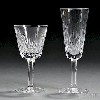 Fourteen Pieces of Waterford Lismore Pattern Colorless Crystal Stemware,D Ireland, 20th century, eight champagne flutes, ht. 7 3/8, and