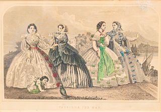 1860 Fashions for May Hand Colored Engraving