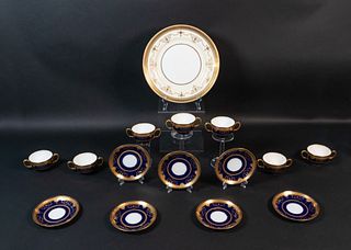 7 Mintons for Tiffany & Co. Cobalt Cups & Saucers