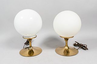 Pair Laurel Lamp Co. Modern Brass Mushroom Lamps