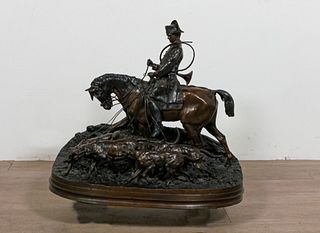PJ Mene Fox Hunt Bronze Sculpture