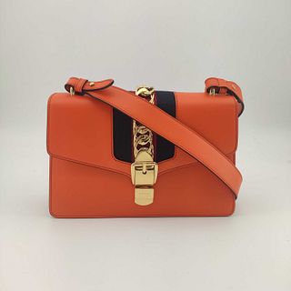 GUCCI Sylvie Shoulder bag in Orange Leather