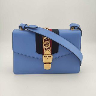 GUCCI Sylvie Shoulder bag in Blue Leather