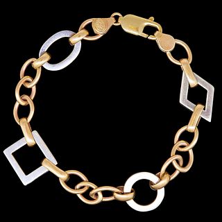 NO RESERVE, ISAAC JEWELLERY, YELLOW AND WHITE GOLD FANCY LINK BRACELET