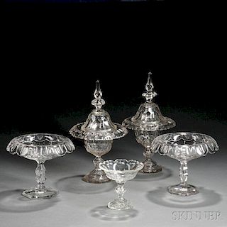 Five Pieces of Anglo-Irish Colorless Cut Glass