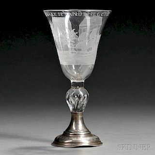 Dutch Engraved Colorless Glass Goblet
