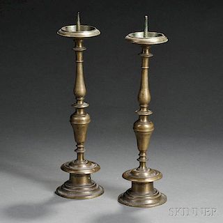 Pair of Brass Pricket Candlesticks