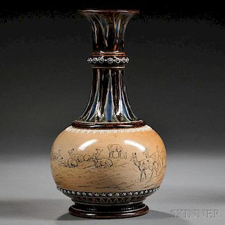 Doulton Lambeth Hannah Barlow Decorated Stoneware Vase
