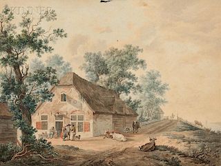 Dutch School, 18th Century      Two Landscapes: Outside a Tavern