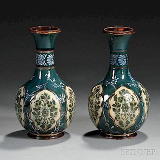 Pair of Doulton and Slaters Patent Vases