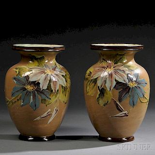 Pair of Doulton Lambeth Impasto Vases