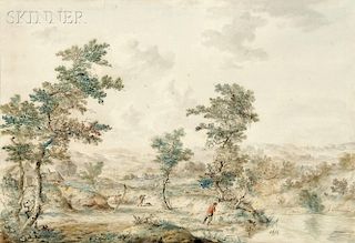 Andries Vermeulen (Dutch, 1763-1814)      Extensive Landscape with Herdsmen by a Stream
