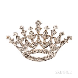 14kt White Gold and Diamond Crown Pendant/Brooch