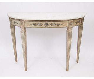 ITALIAN CARVED DEMILUNE TABLE