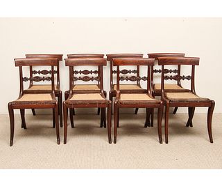 SET OF EIGHT CLASSICAL SABRE LEG SIDE CHAIRS