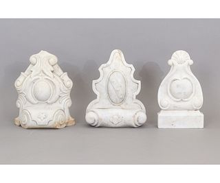 THREE CARVED VICTORIAN MARBLE CARTOUCHES