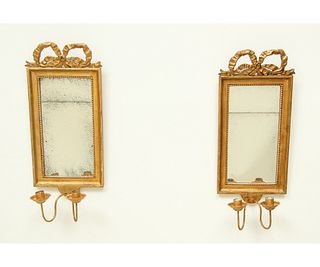 PAIR OF FRENCH STYLE MIRRORED SCONCES