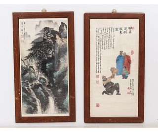 TWO FRAMED CHINESE WATERCOLORS