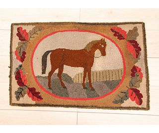 HOOKED RUG OF A HORSE