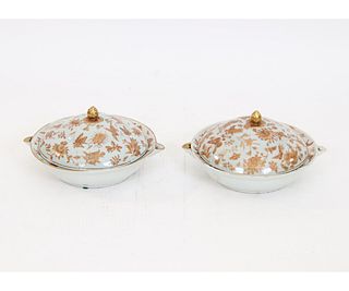 PAIR CHINESE PORCELAIN HOT WATER PLATES