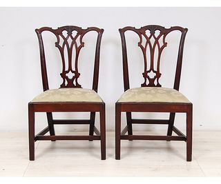 PAIR PHILADELPHIA CHIPPENDALE SIDE CHAIRS