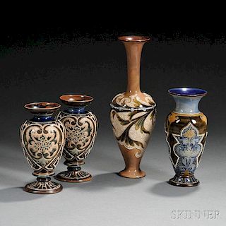 Four Doulton Lambeth Eliza Simmance Stoneware Vases