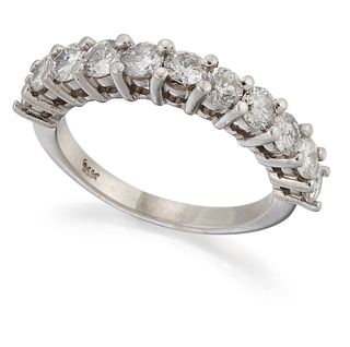 A DIAMOND HALF HOOP RING, eleven round brilliant-cut diamonds in claw setti