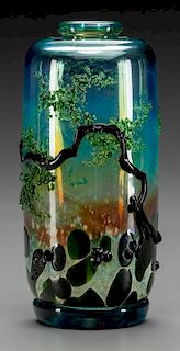 John Nygren Opalescent, mottled and applied glass spring surpise bottle