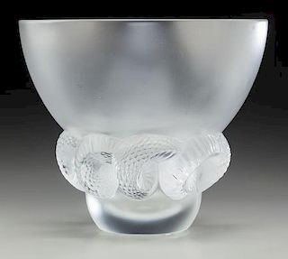 Lalique Frosted Glass Ram's Horn Vase