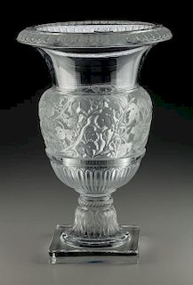 Lalique Clear and Frosted Glass Versailles Vase