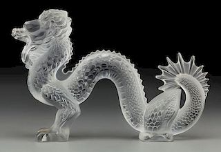 Lalique Clear and Frosted Glass Chinese Dragon
