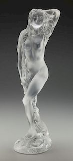 Lalique Clear and Frosted Glass Oceanide Nude