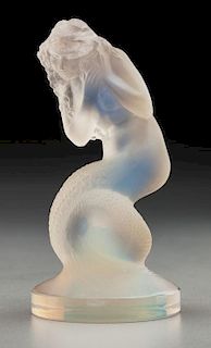 R.Lalique Opalescent Glass Naiade Paperweight-Mascot
