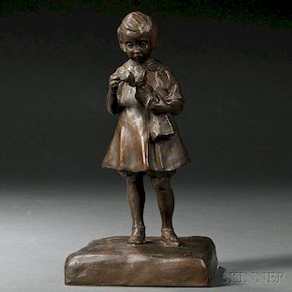 Lillie Osborne (American, 20th Century)       Bronze Figure of a Girl and Her Doll