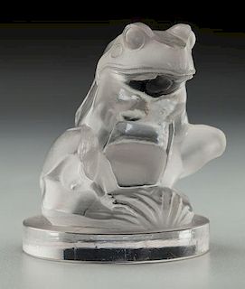 R. Lalique Clear and Frosted Glass Grenouille Mascot