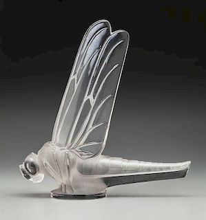 R. Lalique Clear and Frosted Glass Grand Libellule Mascot
