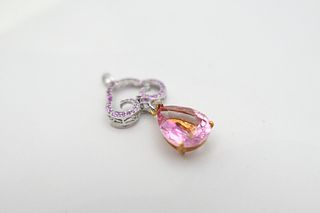 14K Gold Pink Topaz & Pink Sapphire Pendant