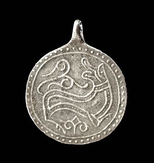 Fine Viking Silver Pendant w/ Wolf Motif