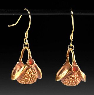 Wearable Roman Gold & Glass Basket Shaped Earrings