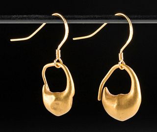 Wearable Greek Hellenistic Gold Crescent Earrings (pr)