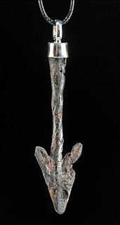 9th C. Viking Iron Arrowhead & Silver Pendant Necklace